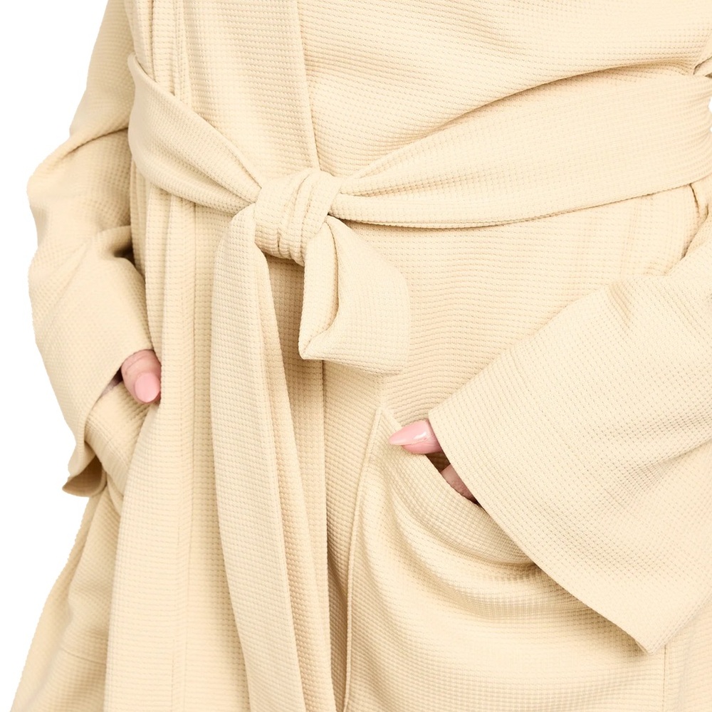 Linen & Dot Cream Waffle Knit Robe - Picture 8 of 11